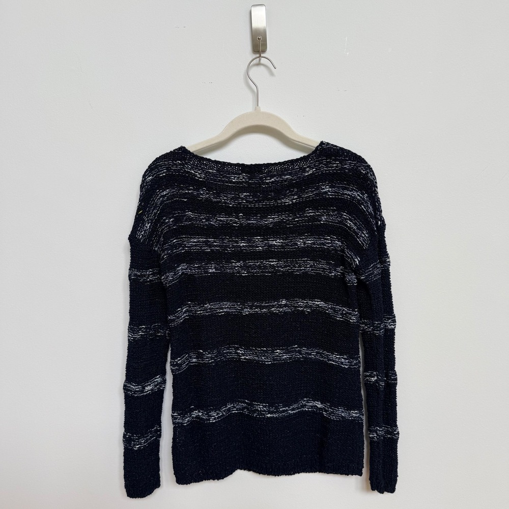 Talbots Petites Navy Marled Knit Sweater Lightweight Boatneck Pullover P Small - Picture 2 of 9
